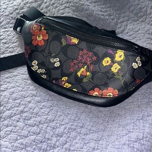 Coach Black Floral Belt Bag